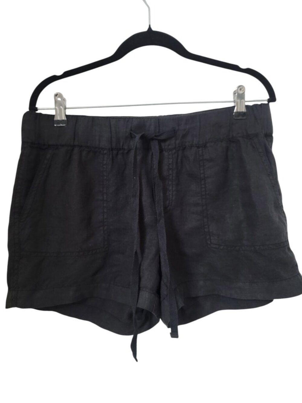 Caslon Size S Black Linen Drawstring Shorts